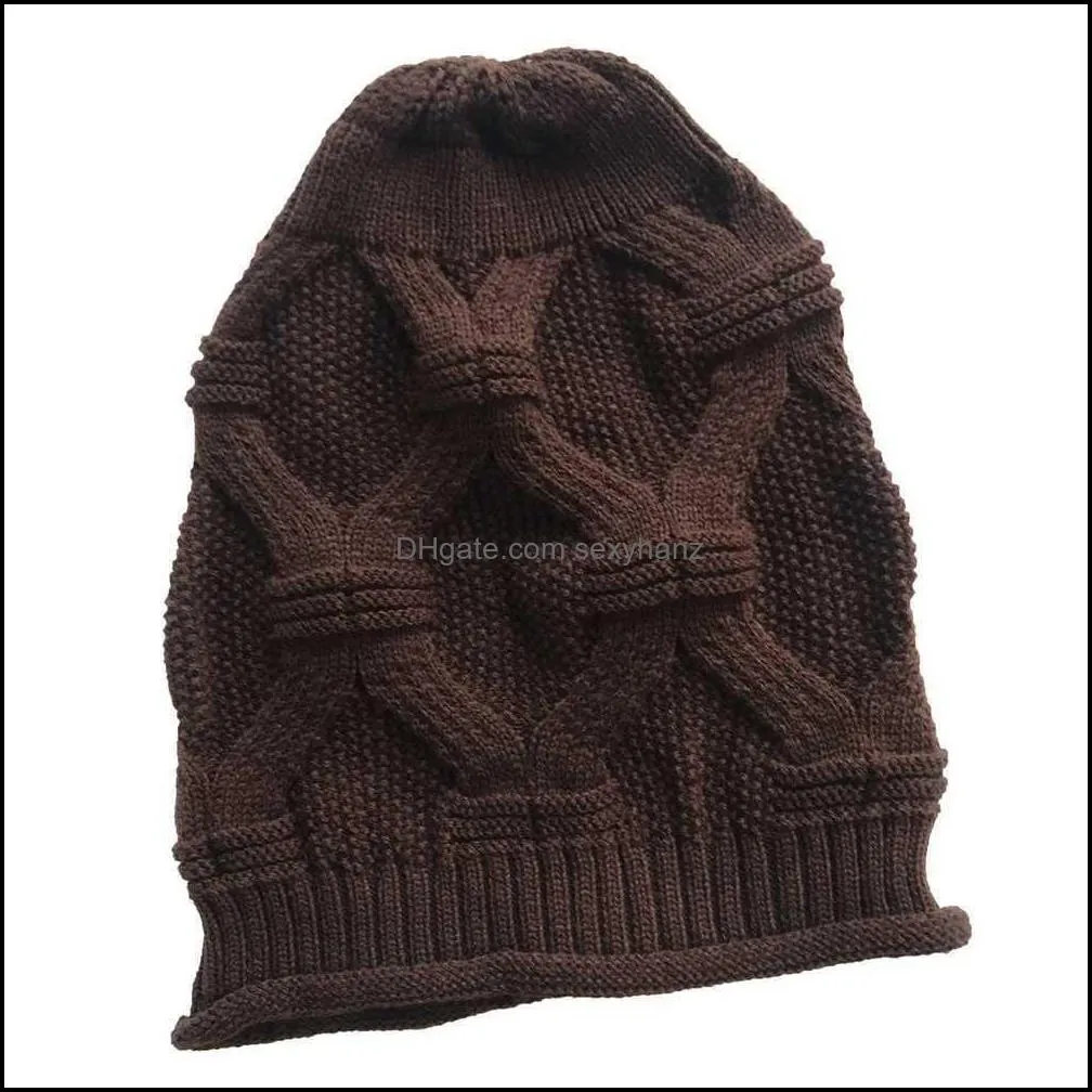 Crochet Knitted Women Beret Beanie Hat Baggy Ski Cap Girls Chunky Slouchy Knit Skull Caps Skiing Sports Headwear Warm Knitting