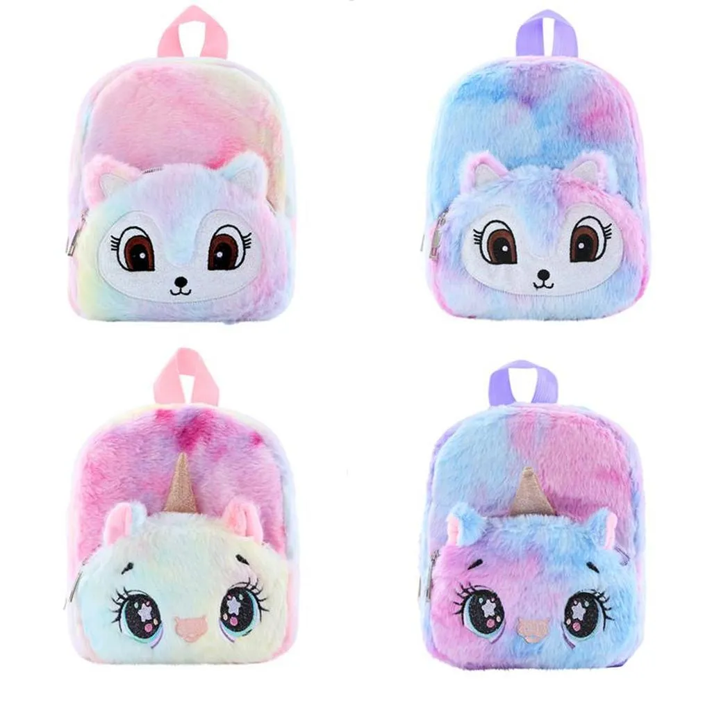 Fluffy unicorn school bag top