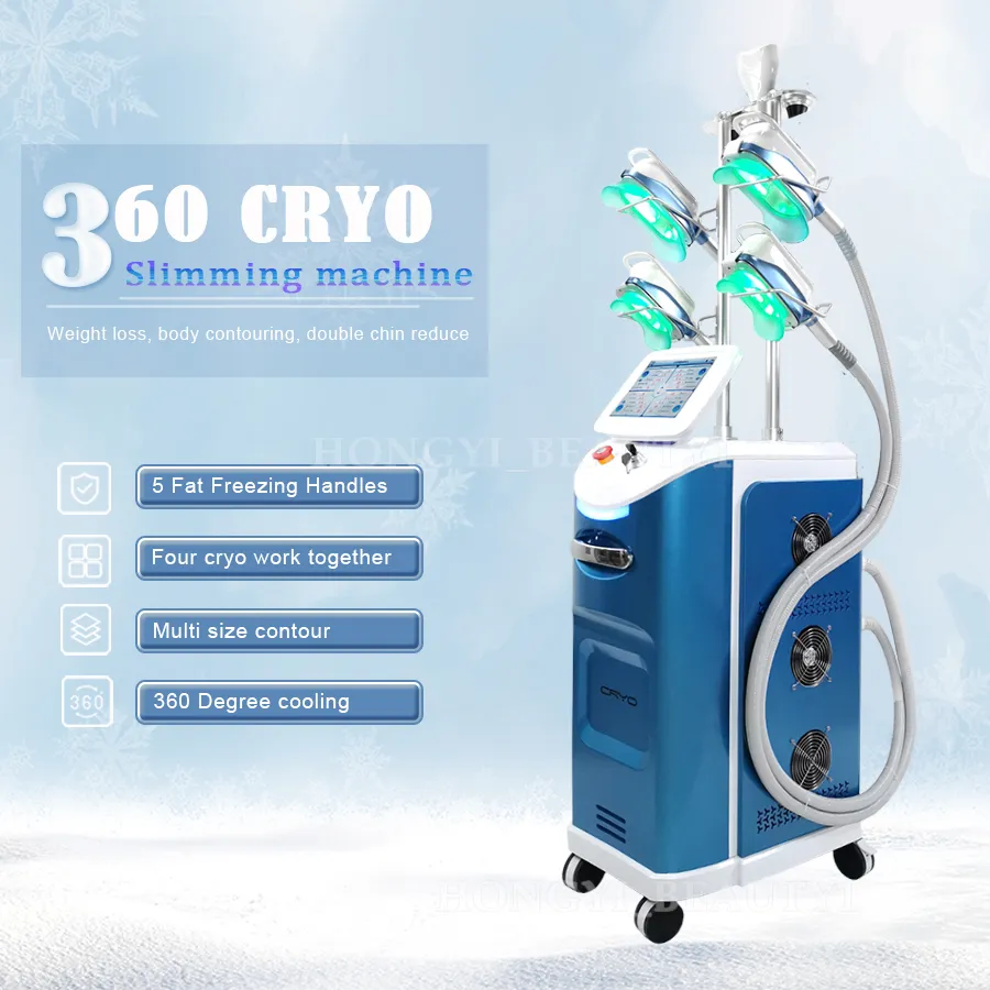 360 CRYOLIPOLYSE Cryoterapi Slantmaskin Kropp Conturing Fat Freezing Slimming Equipment Salon Spa Använd