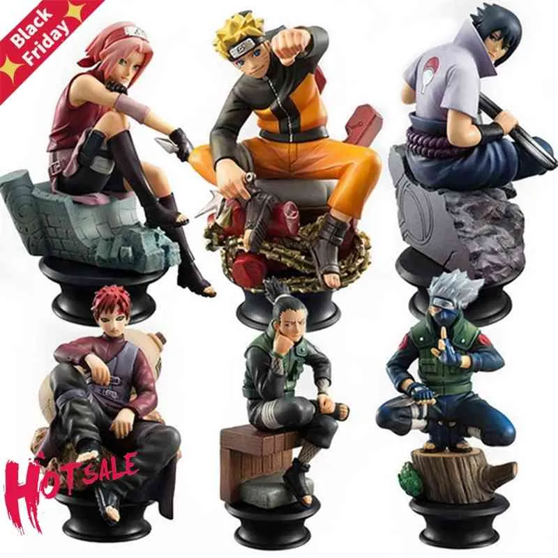 6 teile/satz Sakura Action-figuren Puppen ChPVC Anime Uchiha Gaara Kakashi Modell Figuren für Dekoration Sammlung Geschenk Spielzeug X0522