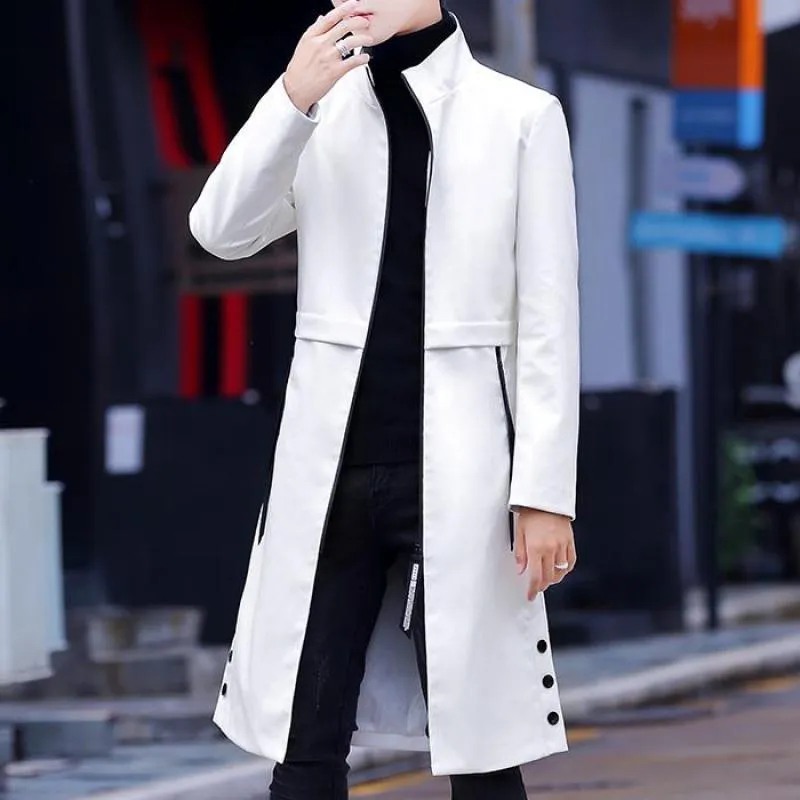 Compra 2022 Primavera Blanco Chaquetas De Cuero Largo Para Hombre Abrigos  De Zanjas Con Estilo Abrigos Con Estilo Collar Steampunk Moda Black Shippin  Shippin Barato | Entrega Rápida Y Calidad | Es.Dhgate