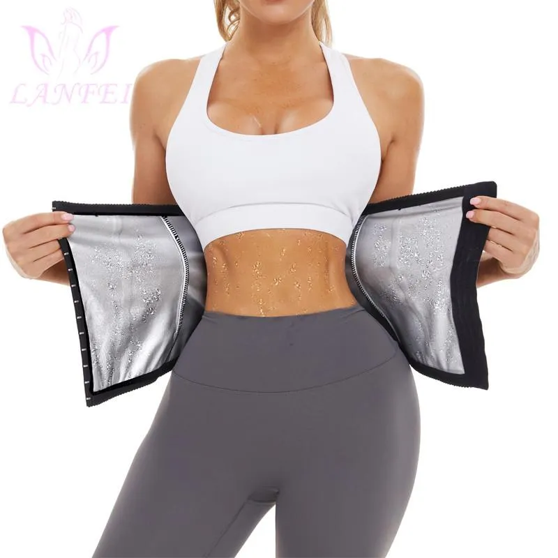 Shapers feminino Lanfei Sauna Sweat Sweat Treiner Belt Femme Body Shaper Mulheres Ganchos de Slimming