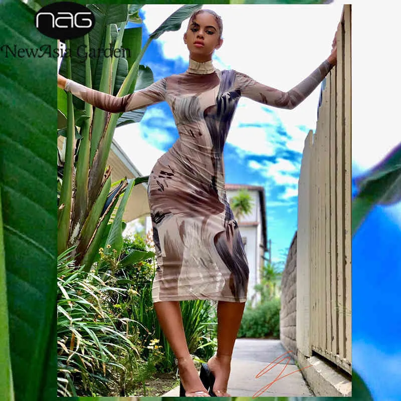 knee length dresses for ladies Mesh See Through Maxi Dress