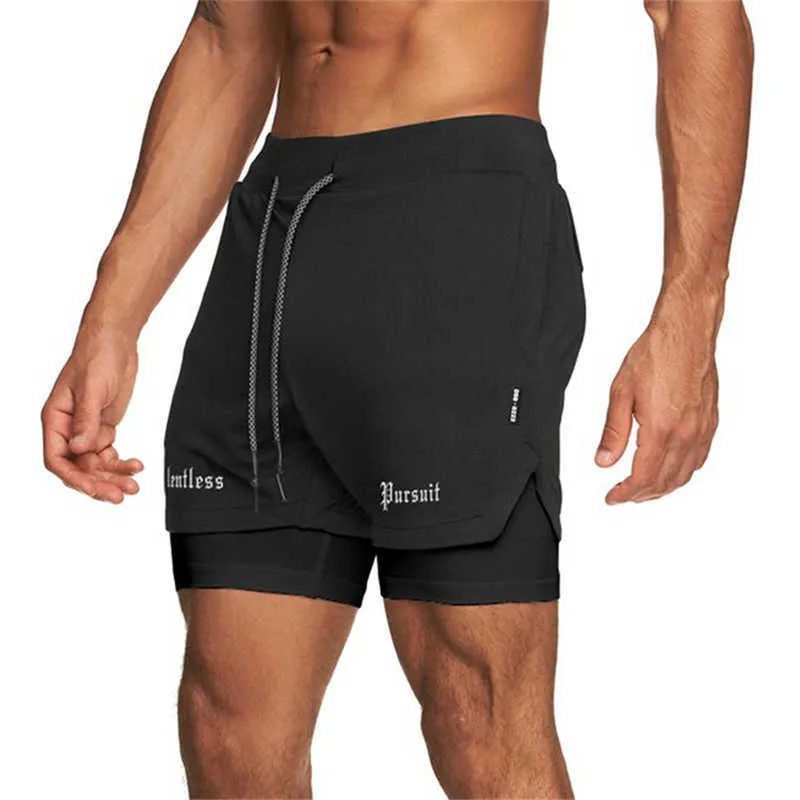 Men's 2 in 1 Running Pants Shorts with Pockets Gym Short