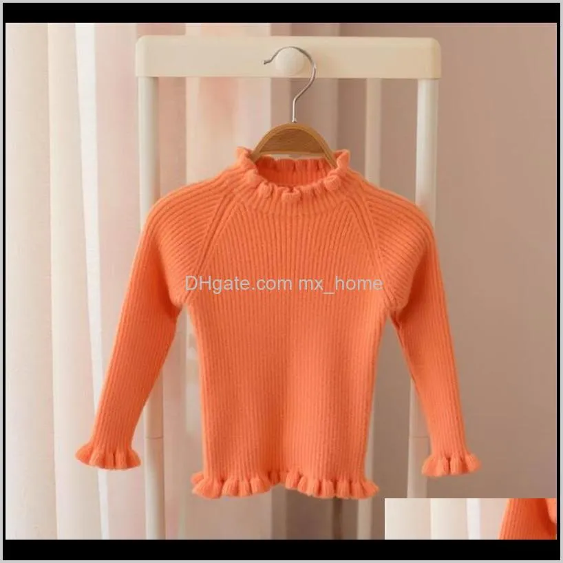 baby sweater ruffle turtleneck baby girls sweaters knitted toddler sweater for girl woolen cotton kids sweaters girls pullover 201126
