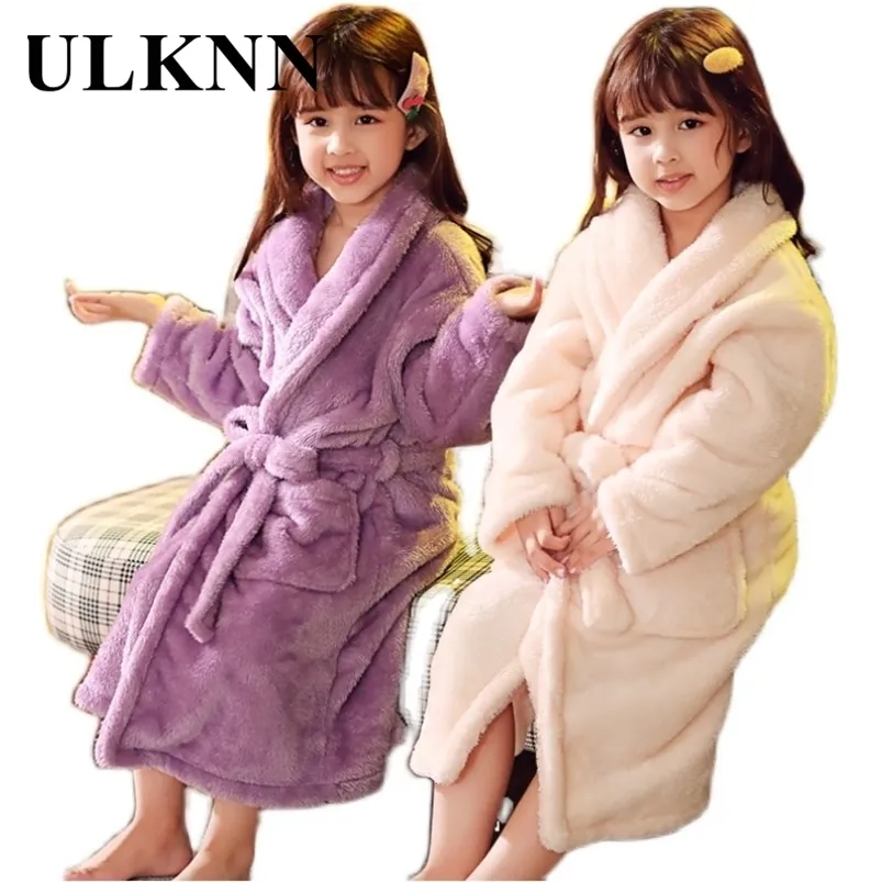 ulknn冬の子供のバスローブパジャマのための女の子の子供たちの子供たちの寝室ローブ2-14年の10代の若者Pajamas 210901