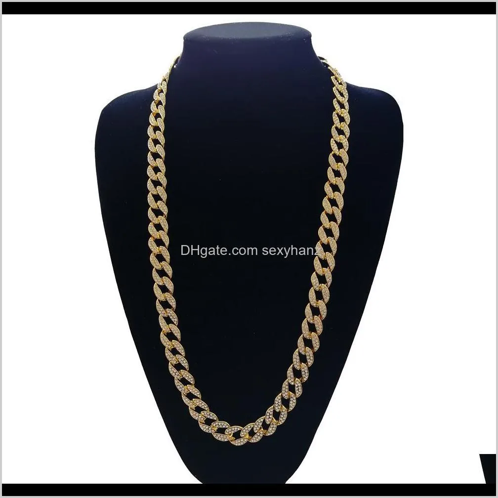 hip hop iced out cuban chain cuban link chain necklace bling bling jewelry 16inch 18inch 20inch 24inch 30 inch