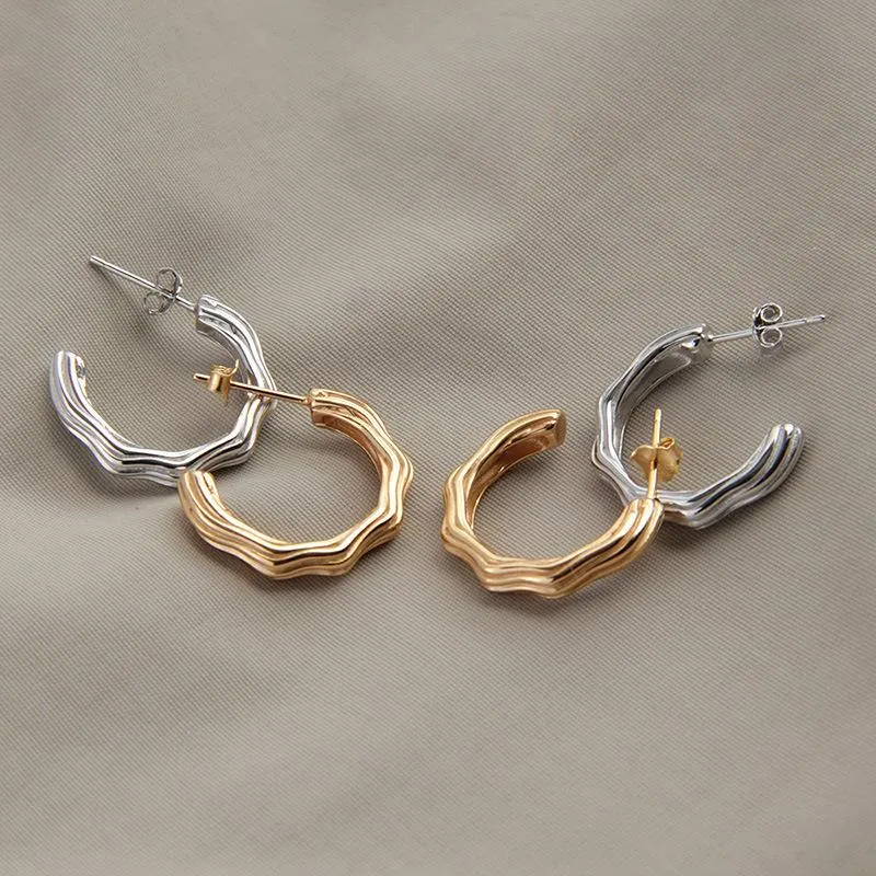Sterling Silver C Hoop örhängen för kvinnor vågar vridning piercing koreansk bohemisk örhänge punk uttalande mode smycken huggie