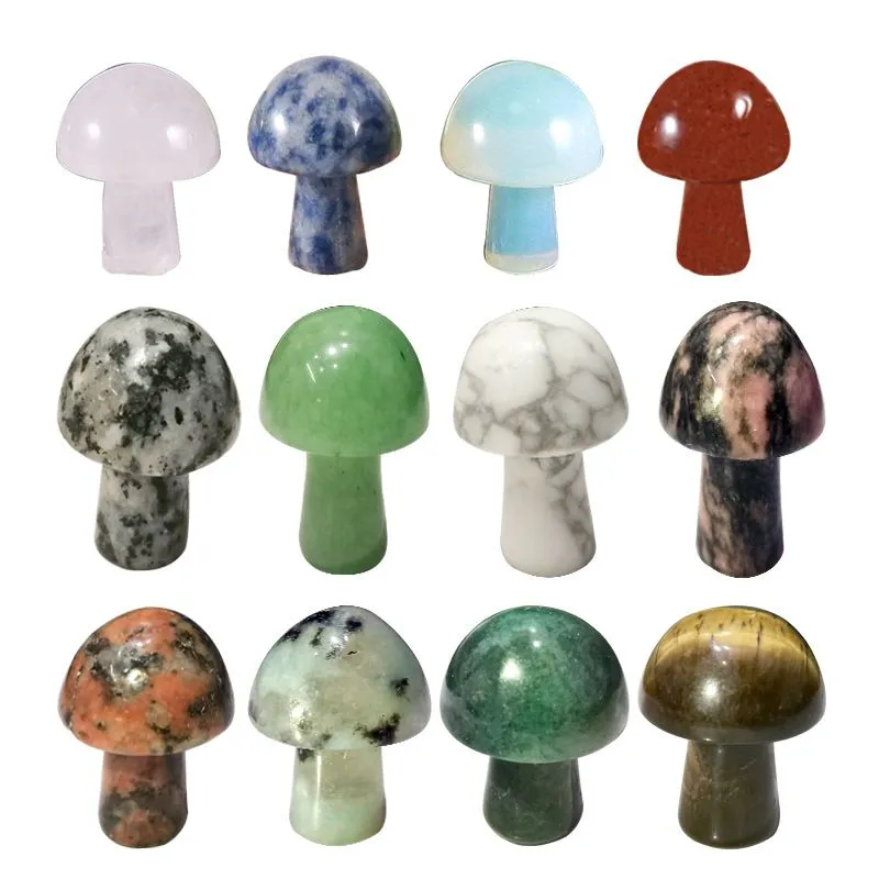 Mini Mushroom Statue Natural Stones Carved Decoration Flower pot Room Ornament Fish Tank Decor 15*20 MM