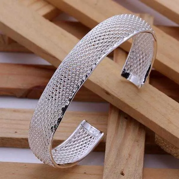 New Simple High Quality Silver Color Jewelry Fashion Classic Refined Luxury Women Small Packet Side Net Bracelet Q0719