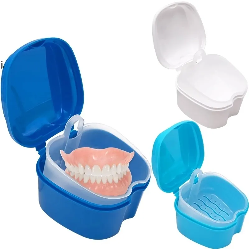 Denture Pudełko kąpielowe Organizator Dental Fałszywe Zęby Pudełko do przechowywania z wisząca zęby Cleaning zęby Sztuczne pudełka zębów Rra11066