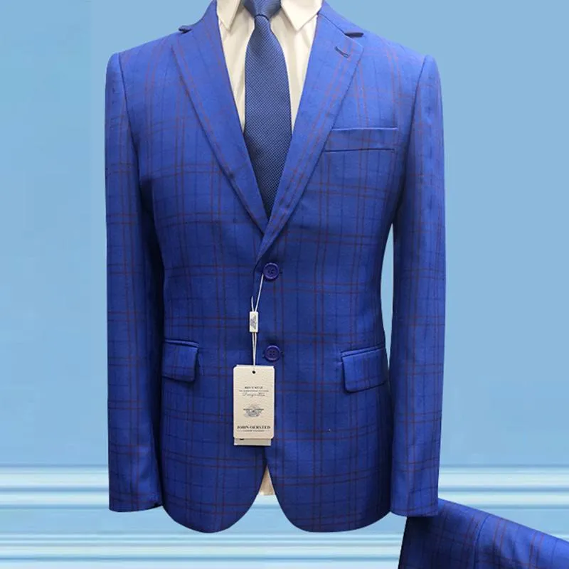 オンライン メンズスーツブレザーズコートパンツ男性スリムフィットノーブルマスコリーノファッションイングランドスタイルの格子縞ブレザーセット夏カジュアルトラベルジャケット Tr 直売新品 Www Corehta Com