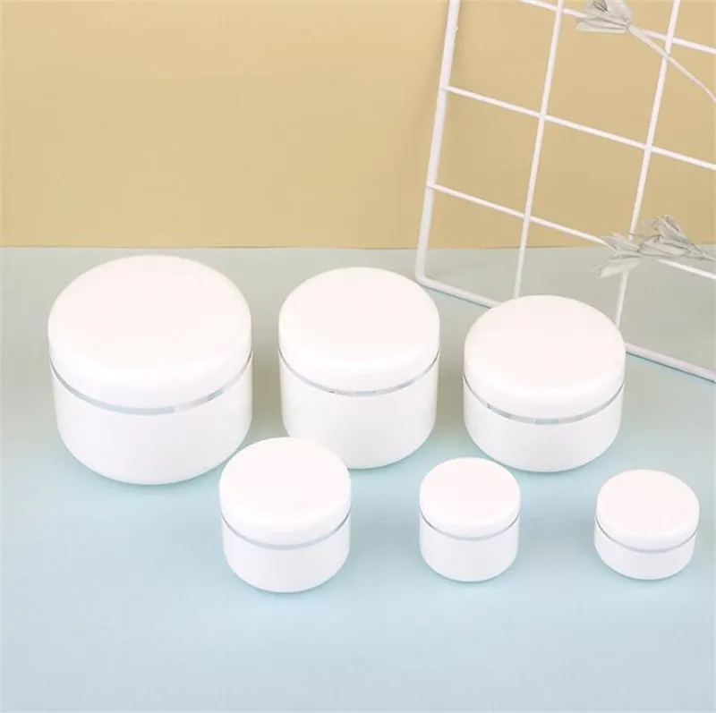 Travel Face Cream Lotion Cosmetic Container Refillable Bottle White Plastic Empty Makeup Jar 20g/30g/50g/100g/150g/250g