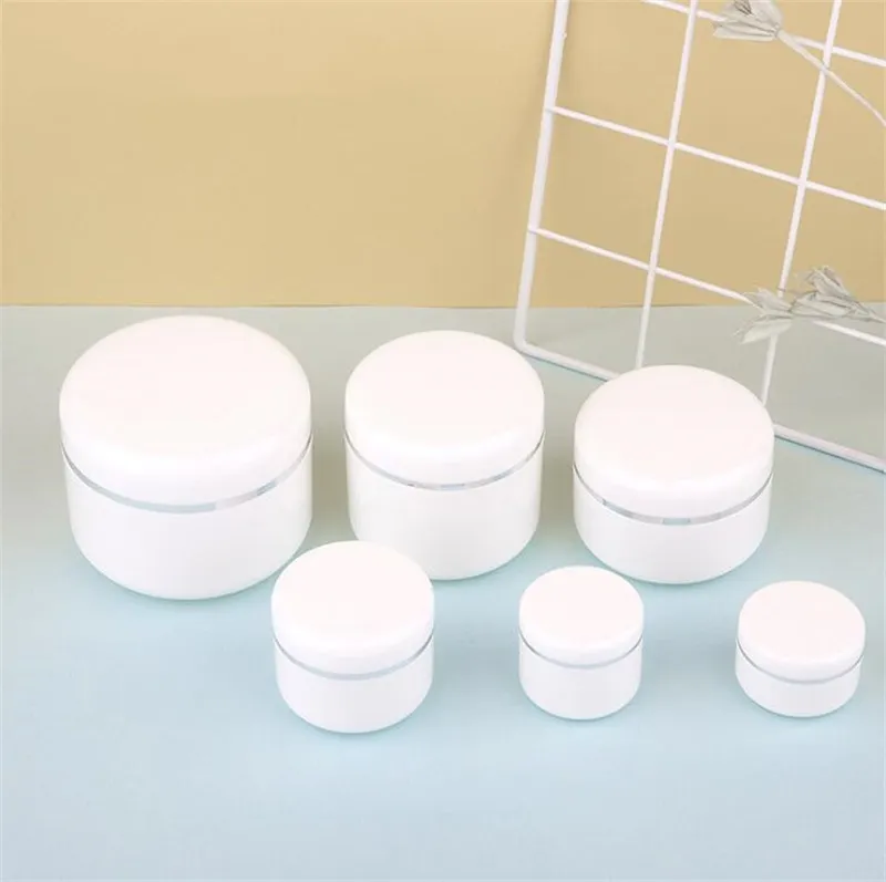 Crema per il viso da viaggio Lozione Contenitore cosmetico Bottiglia riutilizzabile Vaso per trucco vuoto in plastica bianca 20 g / 30 g / 50 g / 100 g / 150 g / 250 g