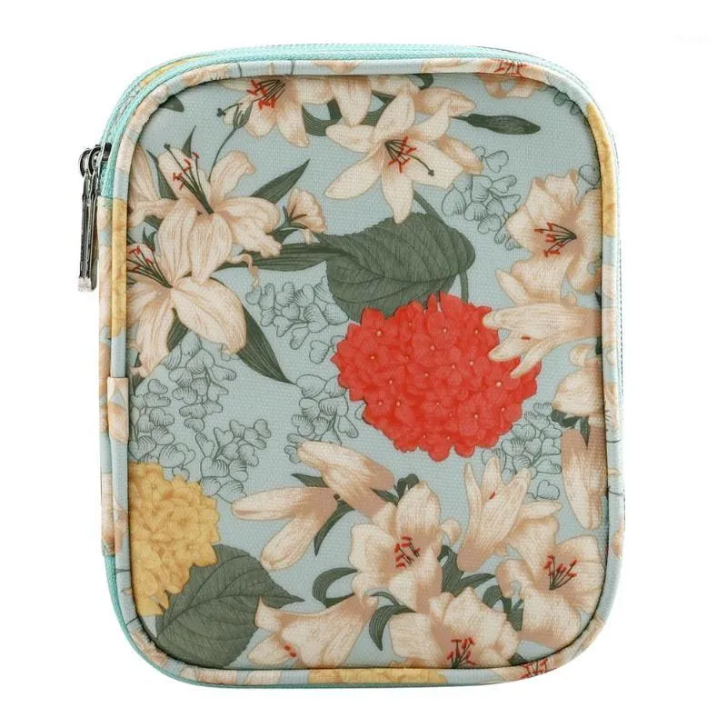 保管袋の空のバッグのための女性の花のパターンケース旅行オーガナイザーブルーカラーミシンアクセサリーキットパッケージ