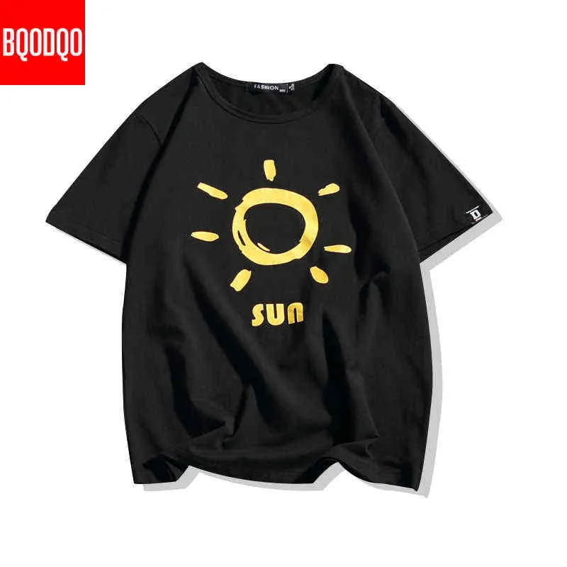 Męska bawełna Moda T-shirt Mens Summer Sun Print Tshirts 5xl Casual Śmieszne T Shirt Tee Man Oversized New Tops Tees Streetwear H1218