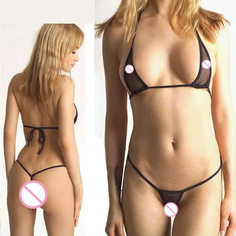 Seksowne przezroczyste mini mikro bikini stroje kąpielowe kobiety europejski bandaż kąpiel kąpielowy plaż