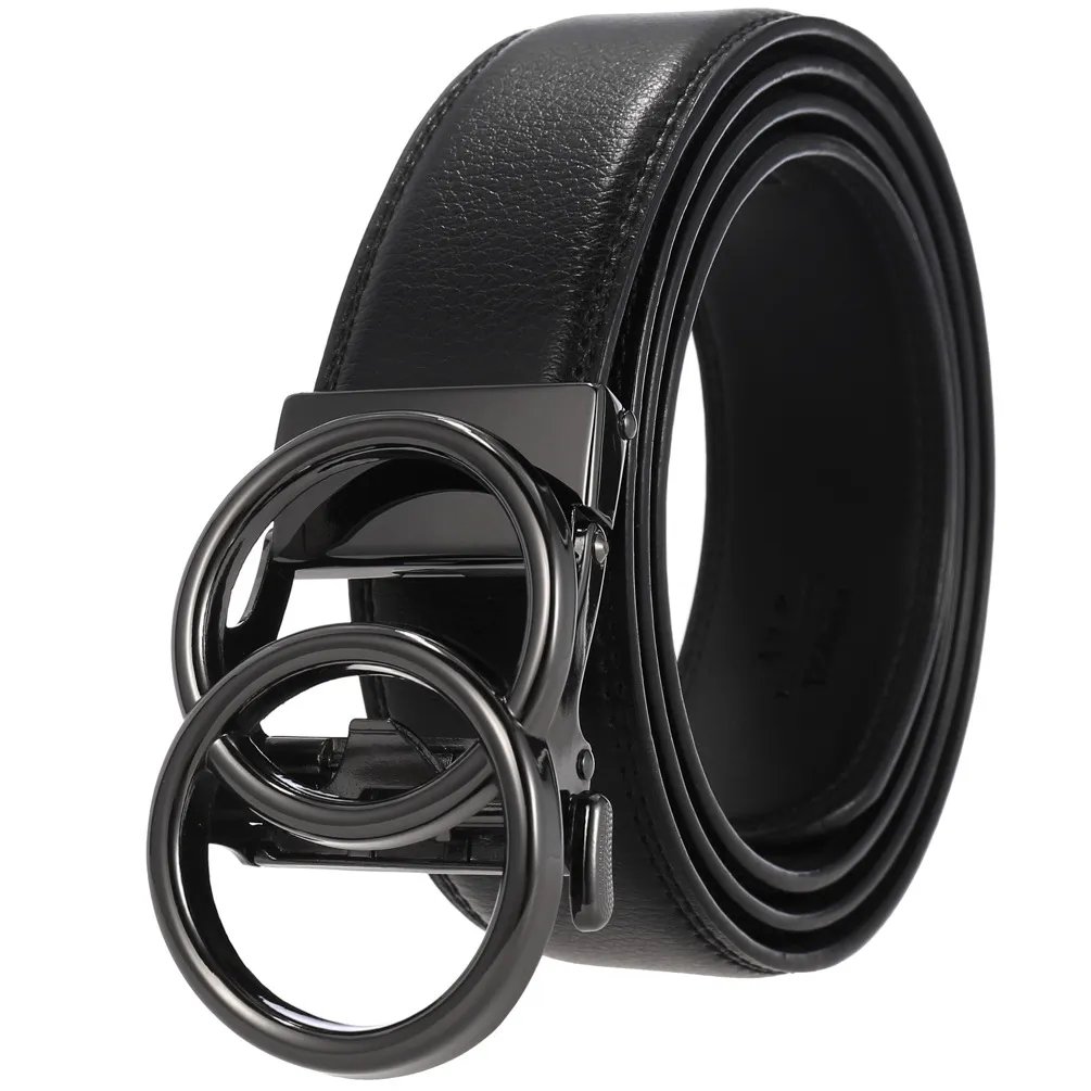 Belt111 ine ceinture en cuir classique or argent couleur noire boucle ceintures 110 cm-130 cm bracelet homme