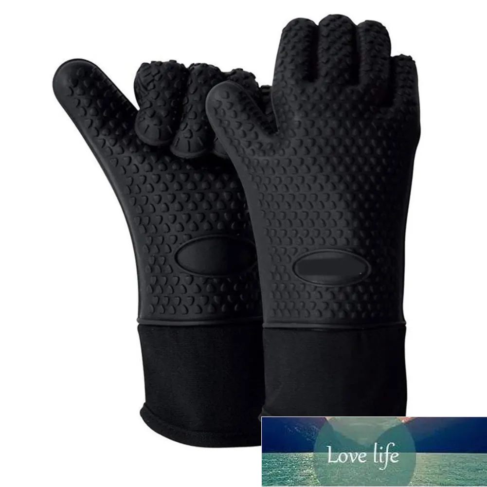 Перчатки BBQ удлиненные толстые теплоизоляционные перчатки с пятью пальцами перчатки для приготовления пищи / камин / для обработки животных 2шт. Фабрика цена экспертов