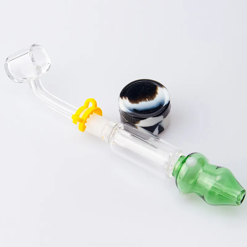 Chinafairprice CSYC NC022 Pipa de fumar Bong de vidrio 10 mm 14 mm Cuarzo Punta de cerámica Cuarzo Banger Clip de uñas Colorido Dab Rig Agua en línea Perc Bubbler Pipes Bongs