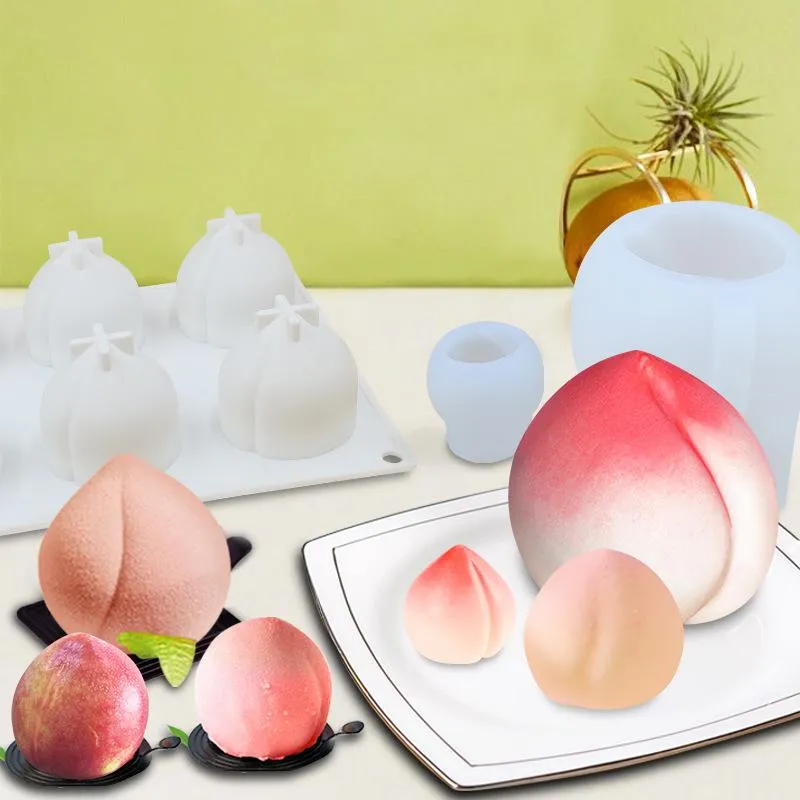 Bakvormen 3D Fruit Perzik Cakevorm Siliconen Tool Decorating Gereedschap DIY Mousse Mold Bakvormen