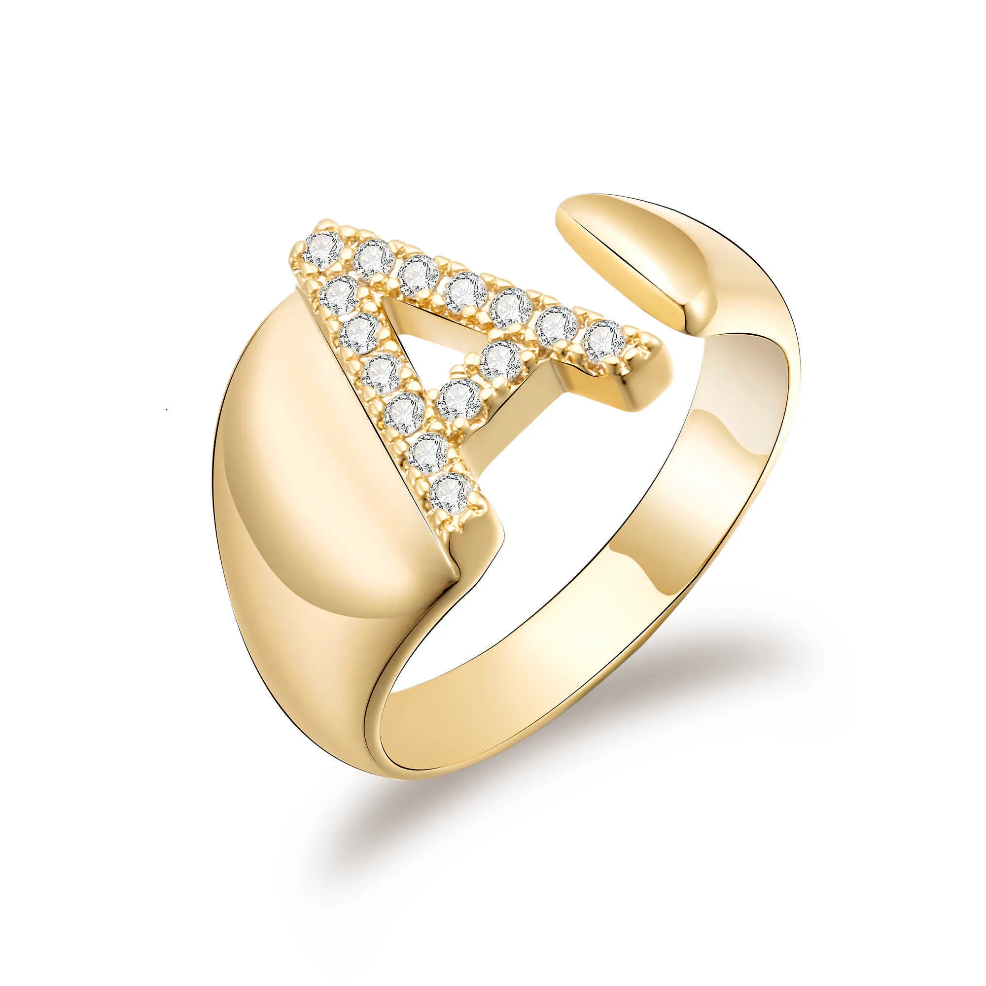 Gold creux a-z lettres zircon cubes cubes anneaux argentunes anneaux réglables pour femmes alphabet conception cadeau bijoux de mode 2021 x0715