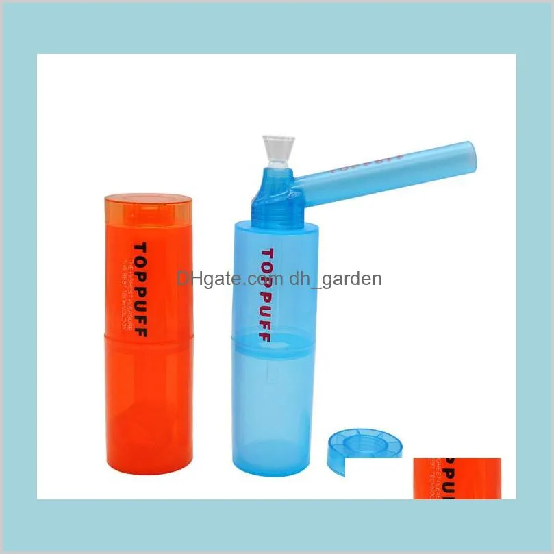 Accesorios para tuberías Artículos diversos para el hogar Hogar Jardín Portátil Top Puff Toppuff Tubería de agua Kit de bong de plástico Suite Tabaco de viaje Secarla