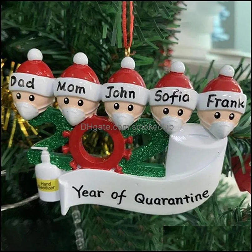 Quarantine Christmas Ornament 2020 Xmas Tree Hanging Pendant DIY Name Blessing Pendant Snowmen Family Christmas Ornament Sea Shipping