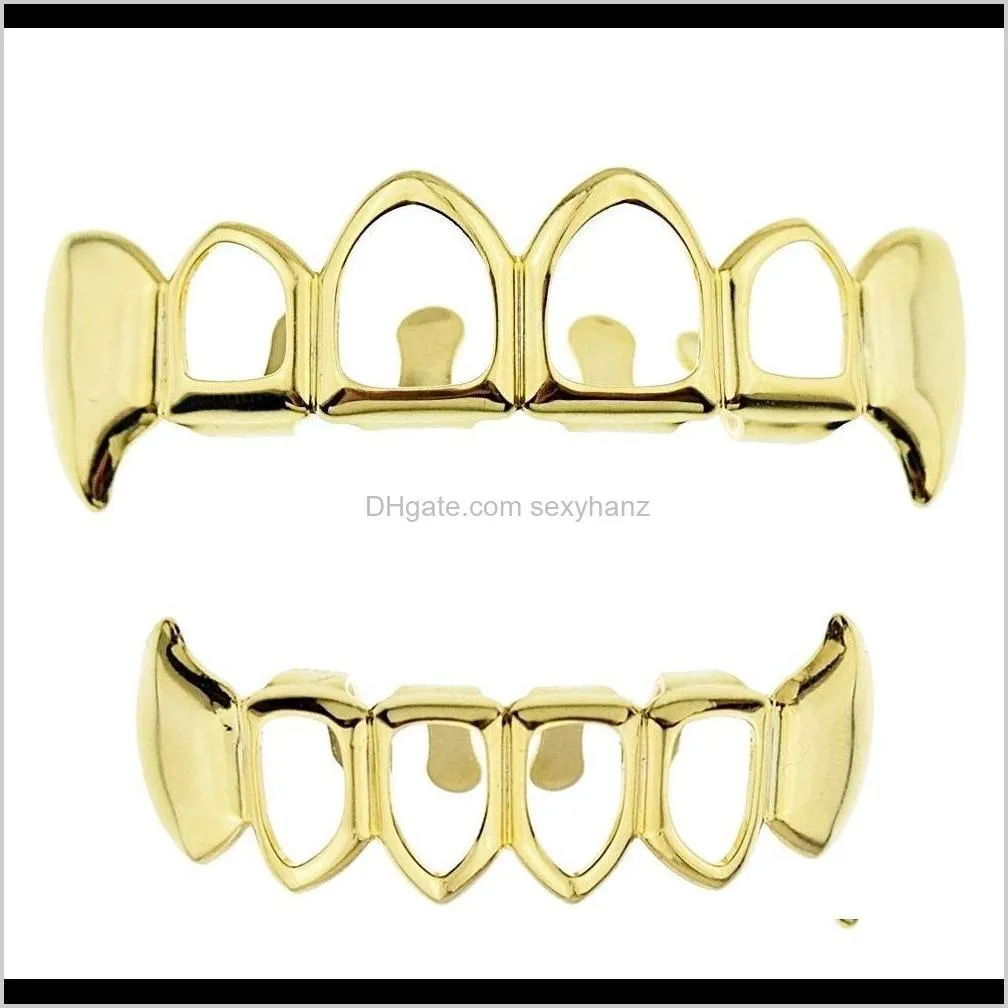 rose gold color plated vampire four open face hallow gold grillz set for christmas new hot