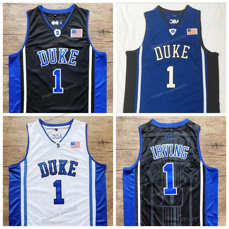 Schip van US Kyrie Irving #1 College Basketball Jersey Allemaal gestikte witte zwarte topkwaliteit