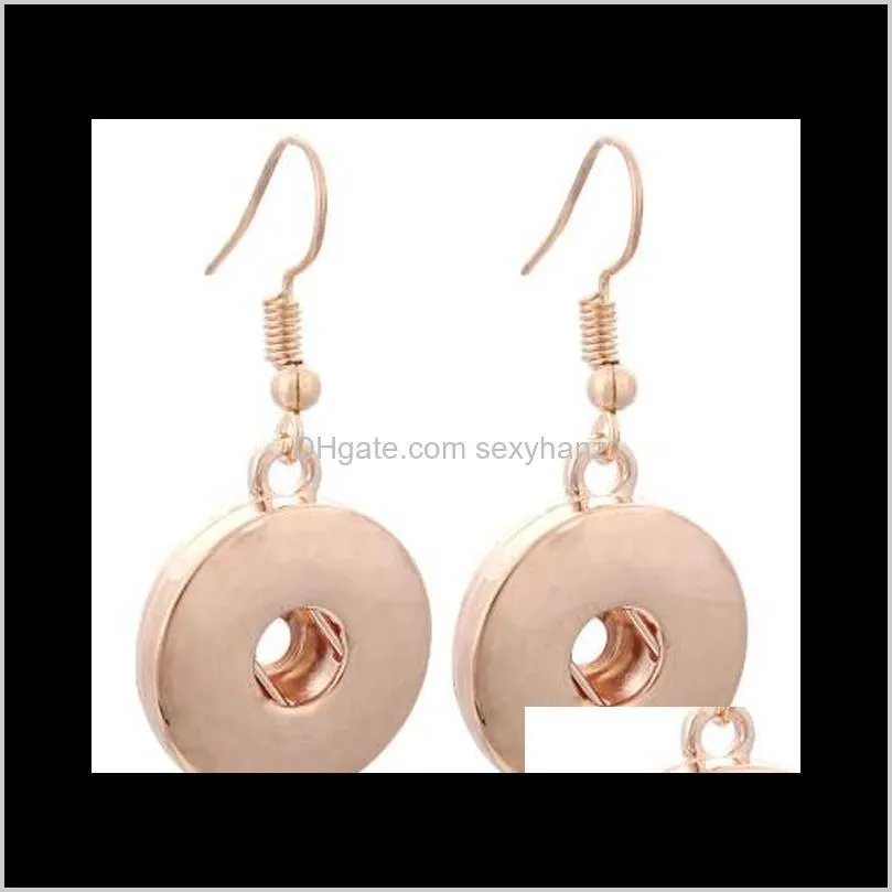 snap button drop earring gold silver rose gold color fit 12mm snap button earrings diy noosa chunk stud earrings cheap wholesale