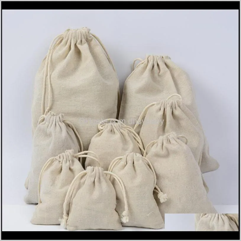 50pcs small bag natural linen pouch drawstring burlap jute sack with drawstring packaging bag jewelry pouches