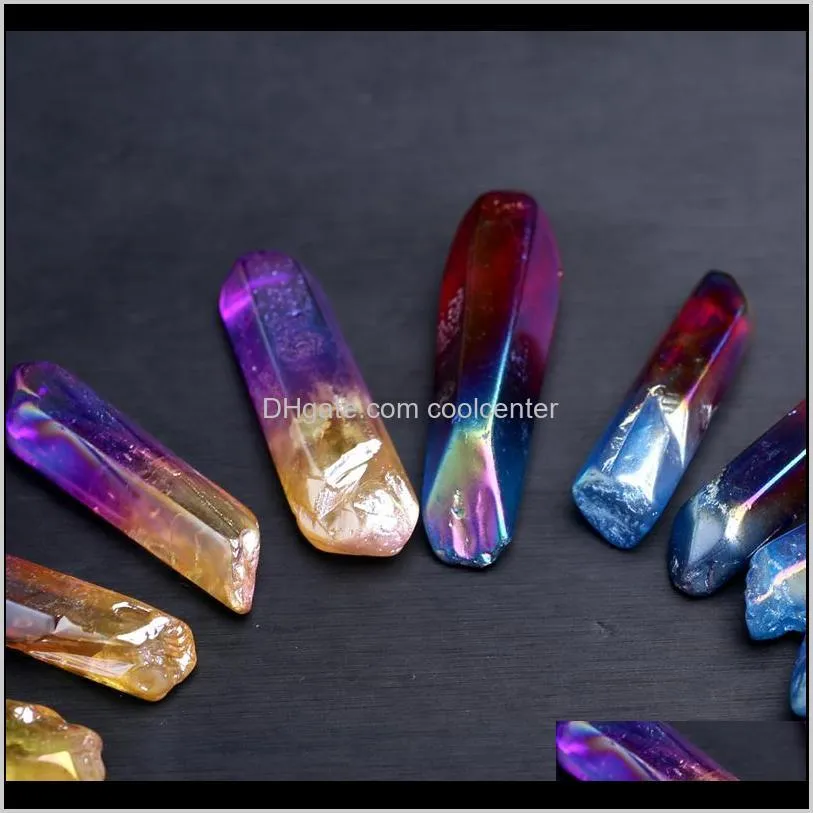 hjt 50pcs wholesale new colorful natural quartz crystal points reiki healing crystal wands cure chakra stone hot sell