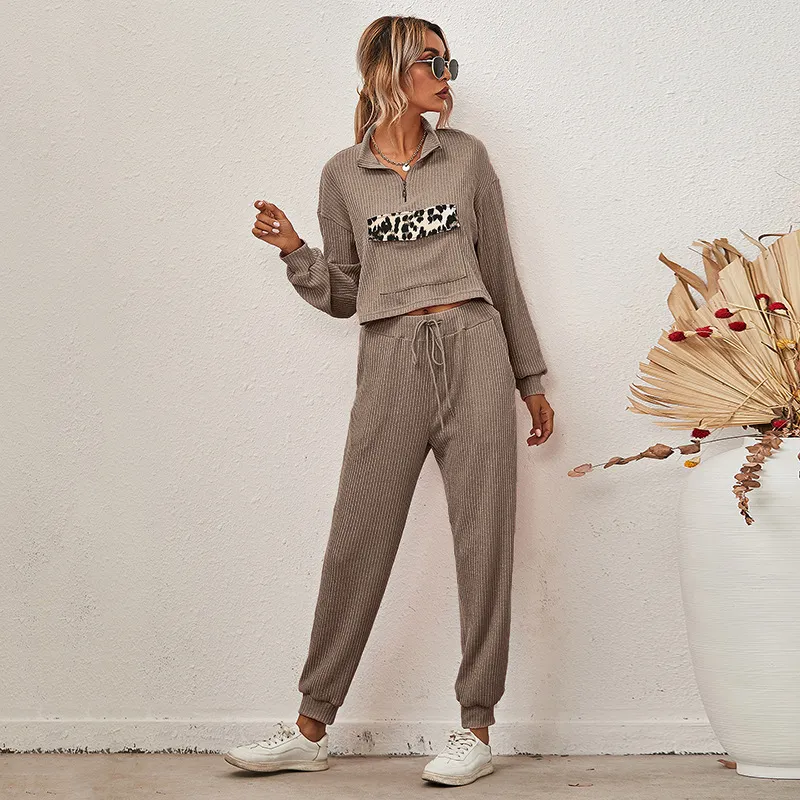 Leopard print sweat 2025 suit
