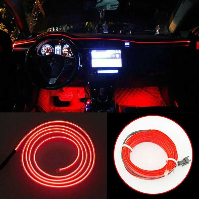 Striscia LED Interni Auto 3M Luce Decorativa Atmosfera Tagliabile Rosso  03036