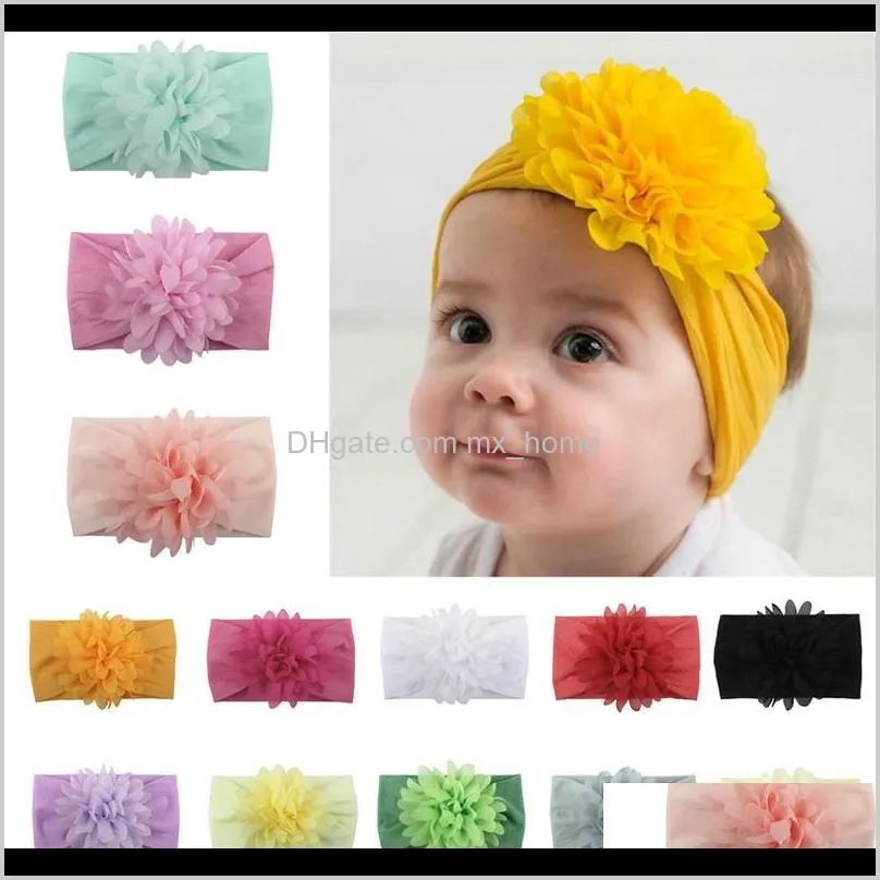 new cute kids girl baby solid soft nylon comfortable fashion casual headbands infant newborn flower bow hair band accessories