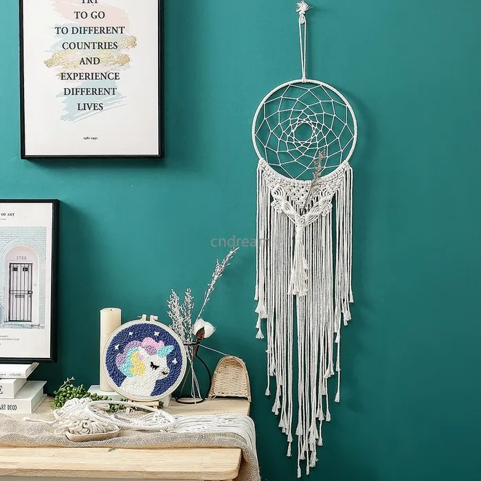 Dream Catch Macrame Wall Wiszące Gobelin DIY Handmade Woven Home Decor Do Sypialni Salon Boho Tapestry Wiszące Dekoracji