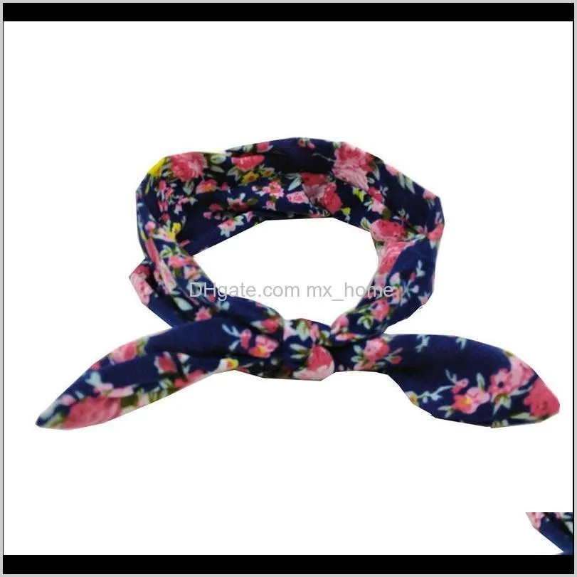 fashion baby girl rabbit ears headband bow knot turban floral bandanas bunny headwrap kids hairbands hair accessories