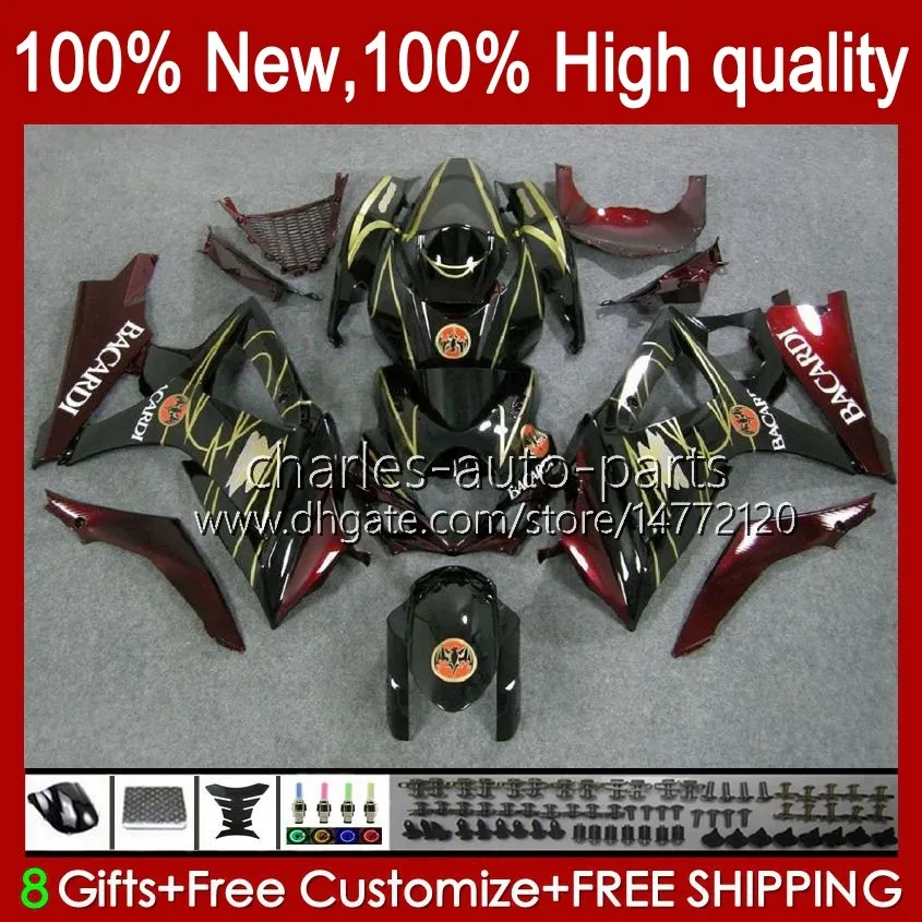 Motorcycle Fairings For SUZUKI GSX R1000 GSXR 1000 1000CC 2007-2008 48No.16 GSX-R1000 GSXR1000 K7 07 08 GSXR-1000 GSXR1000CC 2007 2008 OEM Fairing Kit BACARDI bats blk