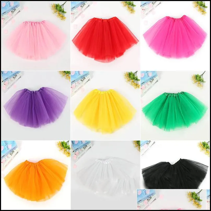 Baby Girls Childrens Kids Dancing Tulle Skirts Pettiskirt Dancewear Solid Color Yarn Ballet Dress Fancy Skirts