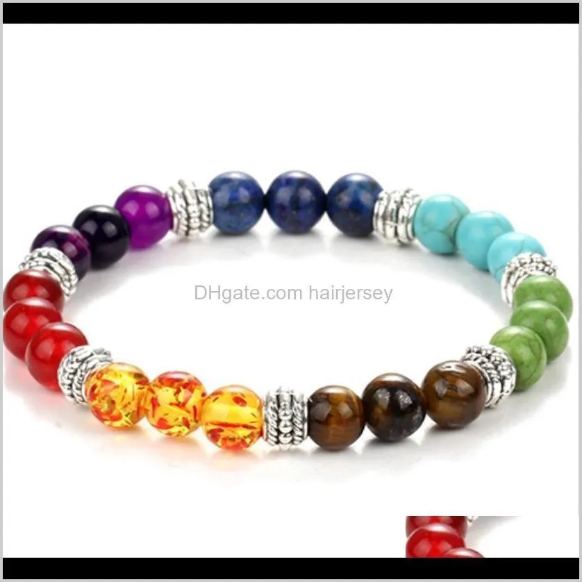 chakra bracelet men black lava healing balance beads reiki buddha prayer natural stone yoga bracelet for women ship