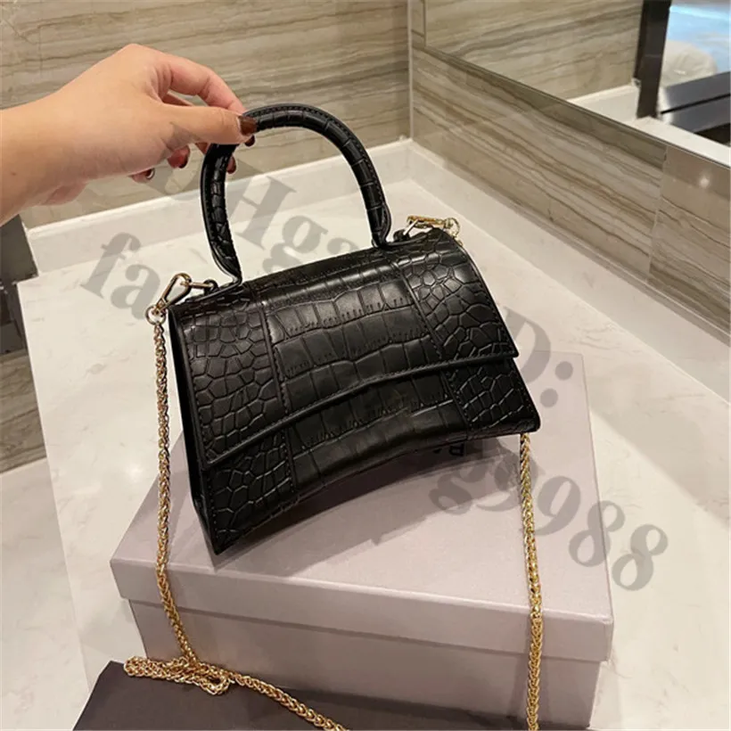 حقائب كتف التمساح الأسود للنساء حقائب يد صغيرة Crossbody ماركة سيدات جلد طبيعي عبر الجسم سلسلة حقيبة يد فاخرة أبيض أصفر برتقالي جانب واحد