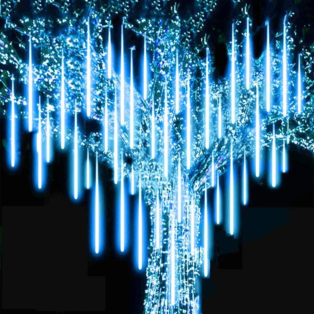 8 tubos à prova d'água Solar LED Chuva de Meteoros Tubos de Chuva Corda de Iluminação para Festa de Casamento Decoração de Natal Luz 30 cm 50 cm 80 cm