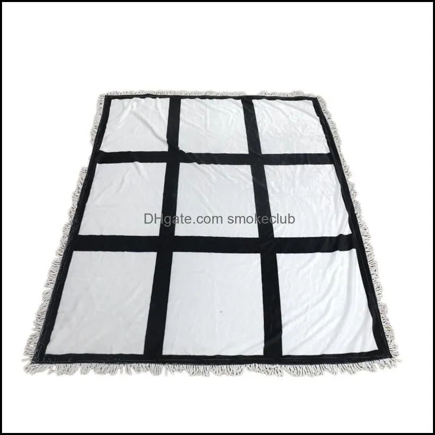 Wholesale! Sublimation White Blank Blanket 9 & 15 & 20 Panels Soogan Carpet Square Blankets Theramal Transfer Printing Quilt RRD7271