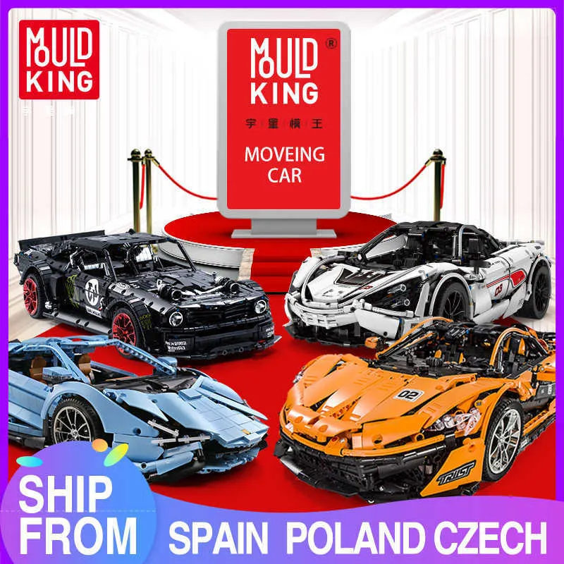 Mold King Moc High-Tech Super Wyścigi Pilot Pilot Model Car Blocks Cegły Dzieci Edukacyjne DIY Zabawki Boże Narodzenie Prezenty X0902