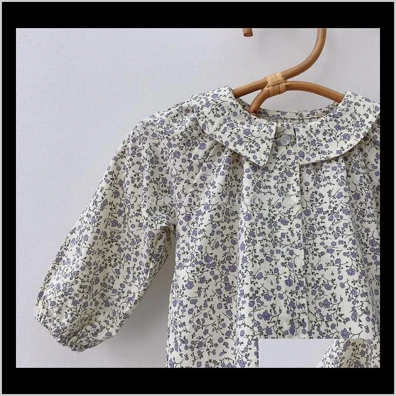 2021 baby t shitrt tops new autumn girl fashion shirts korean style floral infant long sleeve open stitch onesies ruffle versatile
