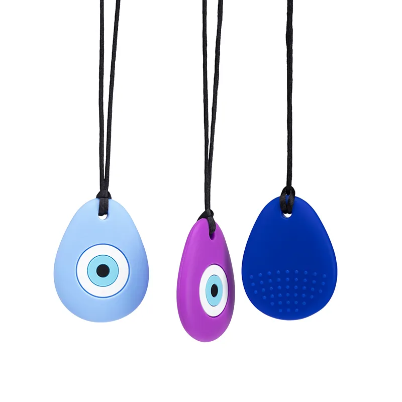 chewelry sensory chew necklace 소년 소녀 아기 teether 눈물 둥근 눈 모양 펜 던 트 씹는 목걸이 구강 씹는 장난감 ADHD 자폐증