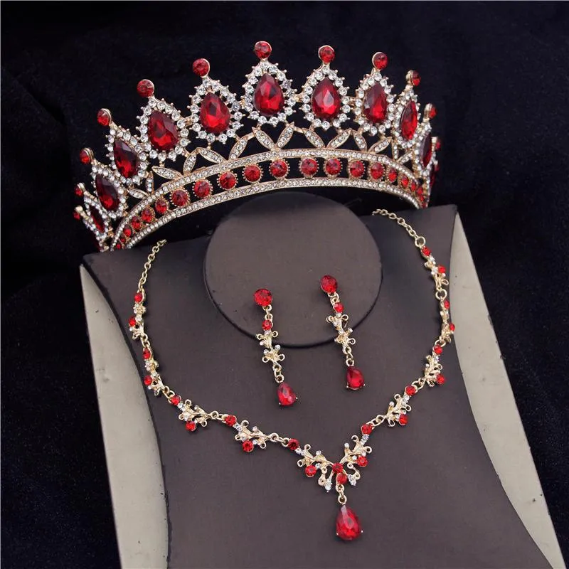 Kolczyki Naszyjnik Barokowy Kryształ Moda Zestawy Biżuterii Bridal Dla Kobiet Prom Tiara Korony Kolczyk Bride Wedding Set