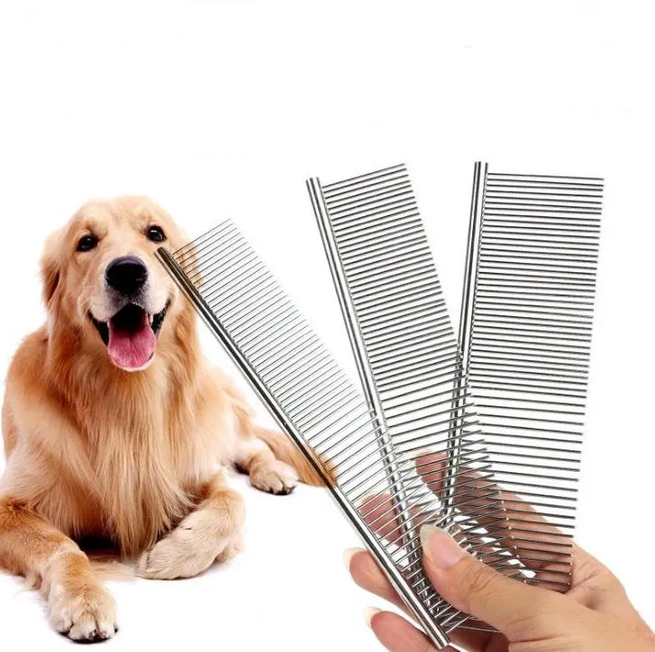 S/M/L Pet Double Row Comb Stainless Steel Lice Rake For Puppy Dog Cat Long Hair Shedding Groomings Brush SN5301