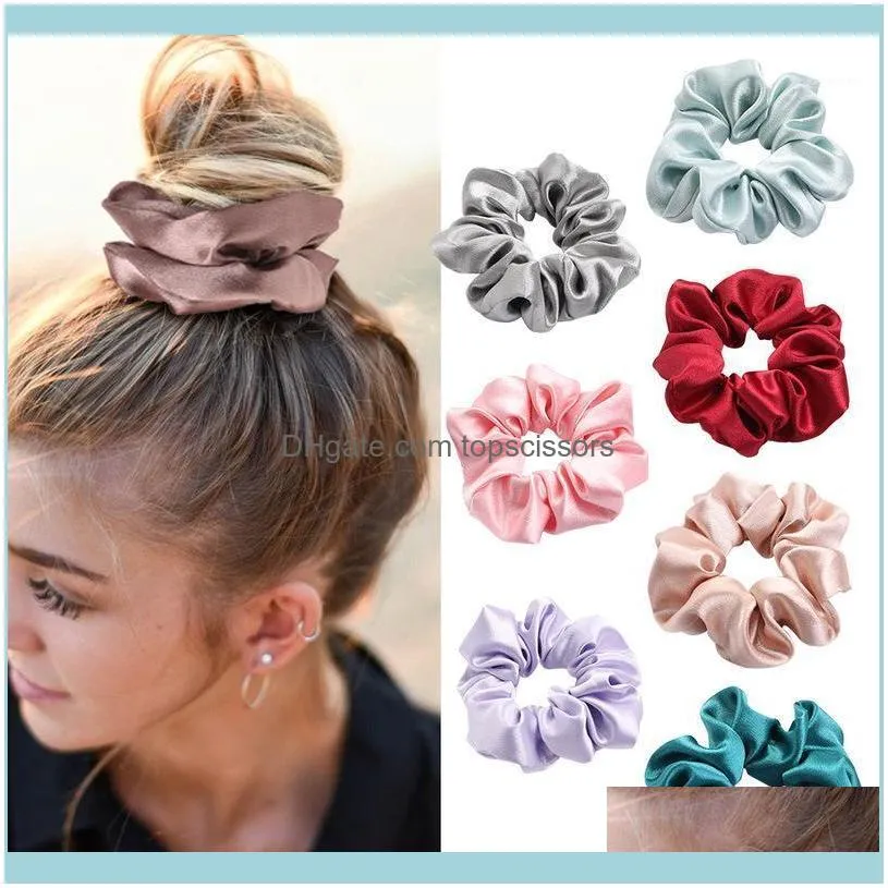 AeSsories Tools Productsatin Silk Красочные Scrunchies Элегантные Простые Женщины Для Женщин Эластичные Резинки Девушки Жеренки Asessories1 Drop Доставка 20